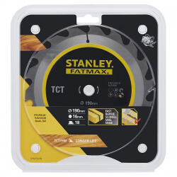STANLEY Fűrészlap TCT/HM csiszolható hosszirányú vágásokhoz 190 x 16 mm, 18 fog STA15370