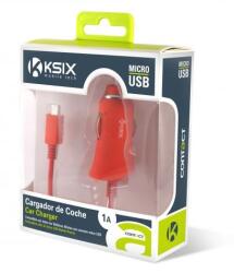 Ksix Micro-USB autós töltő 1A (korallpiros) (B1740CR02C)