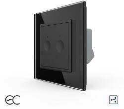 LIVOLO Intrerupator Dublu Cap Scara / Cruce cu Touch LIVOLO cu Rama din Sticla - Protocol Zigbee EC (Negru) (VL-FC2SZ2-2B-12)