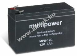 Multipower Ólom akku 12V 8Ah (Multipower) típus MP8-12C ciklusálló, ciklikus