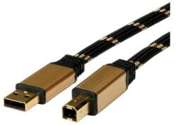 Roline Кабел Roline 11.02. 8802, USB A(м) към USB B(м) 1.8m, черен/златист (11.02.8802)