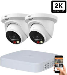 DAHUA 2 dome kültéri kamerás IP kamerarendszer 4MP színes éjjellátással