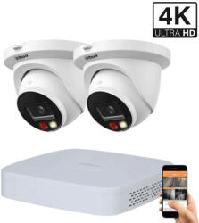 DAHUA 2 dome kültéri kamerás IP kamerarendszer 8MP színes éjjellátással