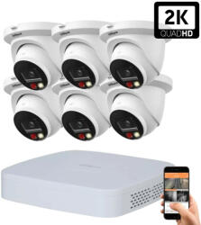 DAHUA 6 dome kültéri kamerás IP kamerarendszer 4MP színes éjjellátással