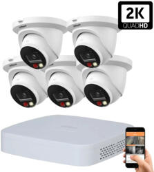 DAHUA 5 dome kültéri kamerás IP kamerarendszer 4MP színes éjjellátással