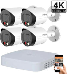 DAHUA 4 kültéri kamerás IP kamerarendszer 8MP színes éjjellátással