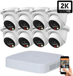 DAHUA 8 dome kültéri kamerás IP kamerarendszer 4MP színes éjjellátással