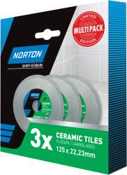 Norton Ceramic Tiles Promo-Pack gyémánt vágókorong Ø125x22, 23mm, 3 db/csomag (CT408473)