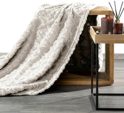 EUROFIRANY Fonott mintás puha plüss takaró Fehér 200x220 cm