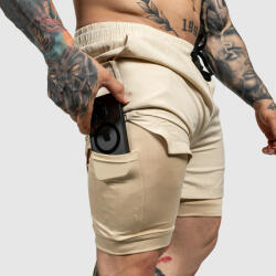 Iron Aesthetics Funkcionális short Iron Aesthetics SweatPro 2in1, khaki: M Bézs