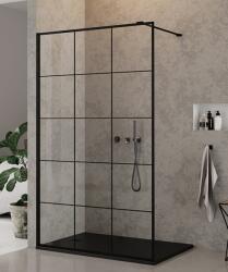 NEW TRENDY New Modus Black zuhanykabin fal walk-in 80 cm fekete matt/üveg mintával EXK-5546 (EXK5546)