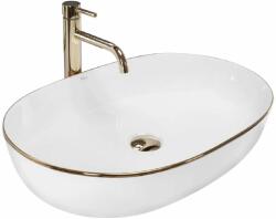 Rea Cleo mosdótál 60.5x41 cm ovális mosdótálak fehér-arany REA-U6211