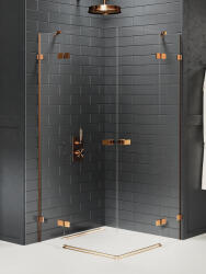 NEW TRENDY Avexa Copper Brushed zuhanykabin 100x90 cm négyszögletes réz csiszolt/átlátszó üveg EXK-3676
