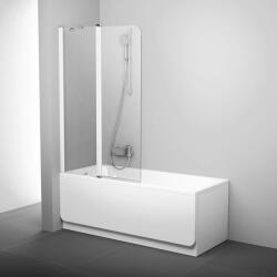 RAVAK Chrome zuhanyparaván 100 cm kétrészes fehér matt/átlátszó üveg 7QLA0100Z1