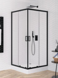 NEW TRENDY Suvia zuhanykabin zuhanytállal 90x90 cm négyzet fekete matt/átlátszó üveg ZS-0012