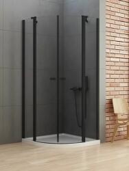 NEW TRENDY New Soleo Black zuhanykabin 100x100 cm félkör alakú fekete matt/átlátszó üveg K-0540