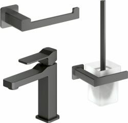 Omnires Készlet mosdócsaptelep Omnires Slide SL7710GR, WC kefe Omnires Nelson NL80620GR, NL80510GR