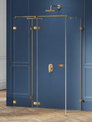 NEW TRENDY Avexa Gold Brushed zuhanykabin 100x80 cm négyszögletes arany csiszolt/átlátszó üveg EXK-3073