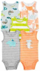 Carter´s CARTER'S Ujjatlan Body Stripes Animals fiú 5db 6m