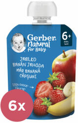 GERBER 6x GERBER Natural zacskó alma, banán és eper 90 g