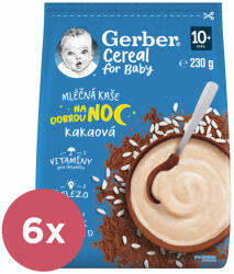 GERBER 6x GERBER Tej alapú gabonakása kakaós Jó éjszakát 230 g