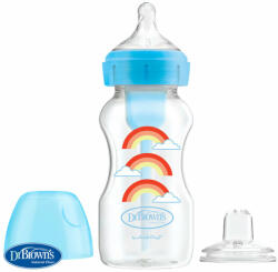 Dr. Brown's DR. BROWN'S Antikolikus Options+ széles nyakú 2 az 1-ben cumisüveg 270 ml műanyag, kék