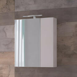 Piramida AKVA Tükrös fürdőszobai szekrény - 2 ajtós kivitel - LED világítással - 60 x 69 x 13 cm (60R) - gardenet