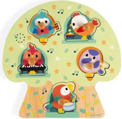 Janod Puzzle muzical din lemn Janod - Pasari (J07092)