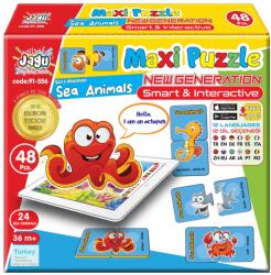 Jagu Puzzle vorbitor educațional Jagu - Animale marine, 48 de piese (91-556)