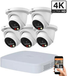 DAHUA 5 dome kültéri kamerás IP kamerarendszer 8MP színes éjjellátással