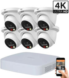 DAHUA 6 dome kültéri kamerás IP kamerarendszer 8MP színes éjjellátással