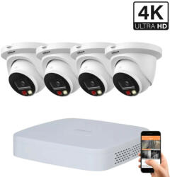 DAHUA 4 dome kültéri kamerás IP kamerarendszer 8MP színes éjjellátással