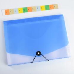 KARTON P+P Organizator de documente cu banda de cauciuc PP A4 Opaline (13 compartimente) albastru transparent