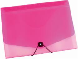 KARTON P+P Organizator documente cu bandă elastică PP A4 Opaline (13 compartimente) roz transparent