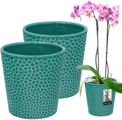 Kotarbau Ghiveci De Flori Din Ceramică Turcoaz Plante Orhidee 9, 5 Cm Set De 2 Buc (zsy2886)