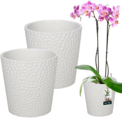 Kotarbau Ghiveci De Flori Din Ceramică Albă Plante Orhidee 12 Cm Set De 2 Buc (zsy2883)