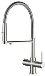 Getwell Goose-W, két karos, 3 utas Konyhai csap víztisztítókhoz és vízhűtőkhöz Nikkel (inox) színben (GWSH506-3W-N)