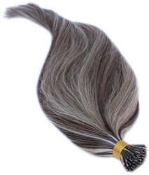 HairExtensionShop Keratinos I-TIP Emberi Póthaj Mikró Gyűrűzéshez Melírozott 60cm (Szín #6/613) (RIT606613)