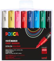 uni Posca Filctoll PC-1M 8db-os készlet (Fekete, Zöld, VILÁGOSKÉK, KÉK, Piros, RÓZSASZÍN, SÁRGA, Fehér)