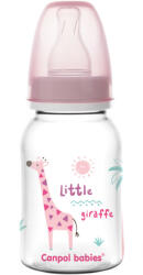 Canpol babies Canpol baby üveg AFRIKA nyomattal 120ml - rózsaszín