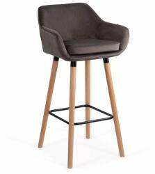 CHAIRS-ON Scaune de bar și insulă bucătărie catifea și lemn ABS 1271 gri