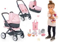 Smoby Set cărucior combinație triplă Powder Pink 3in1 Maxi Cosi & Quinny Smoby cu păpușă și accesorii (SM253117-9)