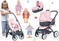 Smoby Set cărucior combinație triplă Powder Pink 3in1 Maxi Cosi & Quinny Smoby cu păpușa Corolle cu hăinuțe și geacă (SM253117-11)