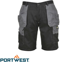 Portwest KS18 Granite rövidnadrág, fekete-szürke - M méret (35% pamut, 65% poliészter - 245g/m2) (KS18)