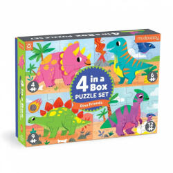 Mudpuppy Puzzle Dinosaurs 4 az 1-ben készlet 4 + 6 + 9 + 12 db (CHB7472)