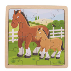 Bigjigs Toys puzzle Ló csikóval 16 db (BJ492)