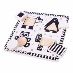 Bigjigs Toys fa puzzle Fekete-fehér formák I. 4 db (BJ514)