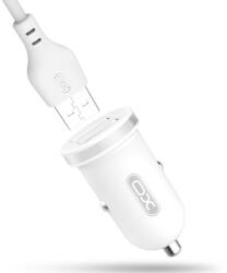 XO autós töltő USB-C kábellel 2xUSB 2, 1A - Fehér