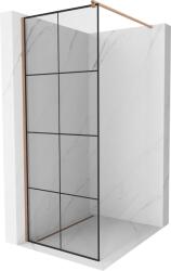 Mexen Kioto, Walk-In zuhany paraván 80 x 200 cm, 8 mm átlátszó üveg fekete mintás, réz matt profil, 800-080-101-65-77 (800-080-101-65-77)