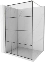 Mexen Kioto, Walk-In zuhanyparaván 130 x 200 cm, 8 mm átlátszó üveg fekete mintás, csiszolt acél profil, 800-130-101-97-77 (800-130-101-97-77)